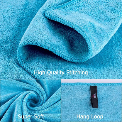 JML Microfiber Bath Towels Set (6 Pack, 27" x 55") - Large, Soft, Absorbent and Fast Drying Microfiber Towel for Adult Men Women, Hair Wrap, Sauna, Beach, Pool, Sports, Yoga - Sky Blue