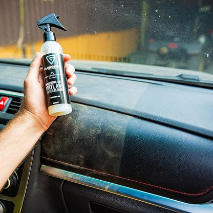 Leather Interior Car Cleaner & Detailer (8oz) - Hydrophobic Textile, Nylon, Carpet - All Purpose Auto Upholstery Cleaner & Protectant - incl. 2 Microfiber Towels