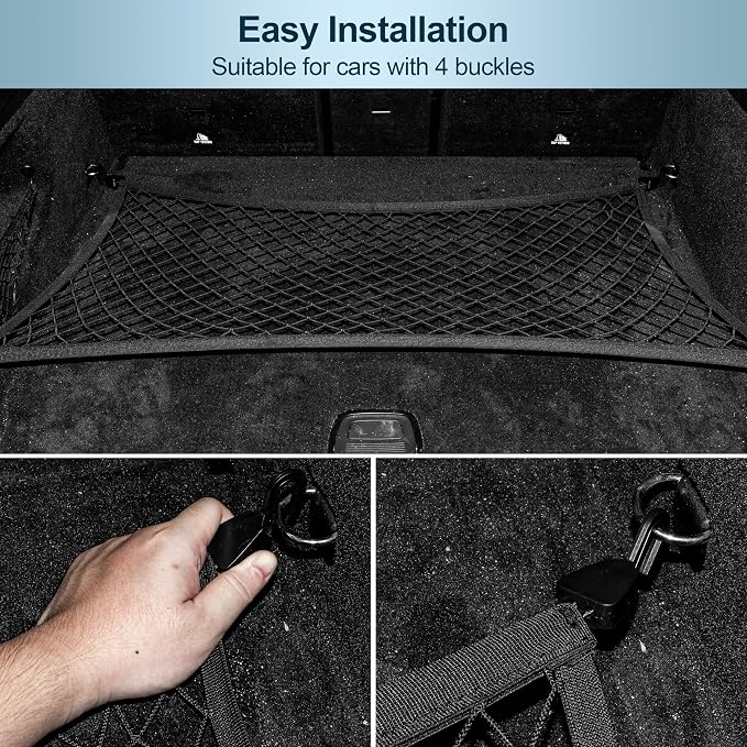 Elastic Cargo Net for SUV, Car Trunk Net Organizer with ABS Hook Storage Mesh Cargo Nets 27.5 x 19.6 inches for Truck Bed Tailgate Netting Accessories