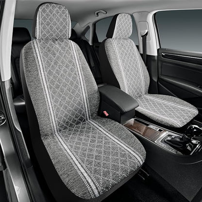 Road Comforts Baja Blanket Seat Covers Gray Diamond Bucket Seat Covers Low Back - Jacquard Fabric, Airbag Compatible, Universal Fit for Cars, Trucks, SUVs, and Vans