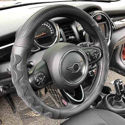 PINCTROT Small Size Steering Wheel Cover Great Grip with 3D Honeycomb Anti-Slip Design, 14 Inch (All Black)