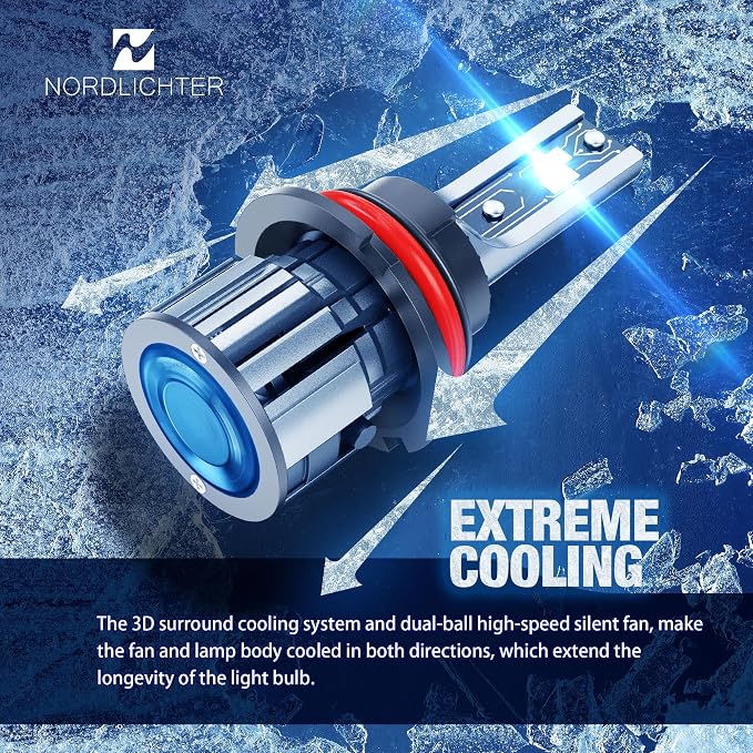 9007 Bulbs, 600% Brighter 9007 Fog Light 6500K Xenon White Extremely Super Bright Plug & Play with Cooling Fan