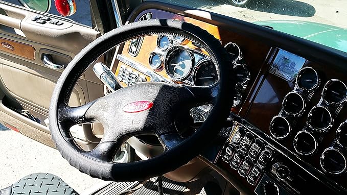 Cameleon Cover Silicone Semi-Truck Steering Wheel Cover Fits 16" 17" 18" 19" Steering Maximum Grip, Black
