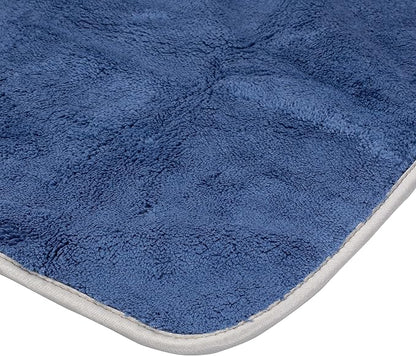 Maxshine 16" x 24" 600GSM Dark Blue Ultimate Crazy Microfiber Towel with Silver Silk Border – Ultra-Soft & Absorbent – Ideal for Car Detailing, Drying & Polishing
