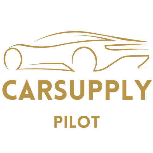Logo of Carsupply Pilot with a gold car outline on a white background