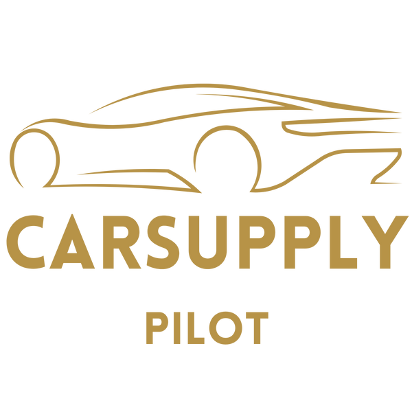 Logo of Carsupply Pilot with a gold car outline on a white background